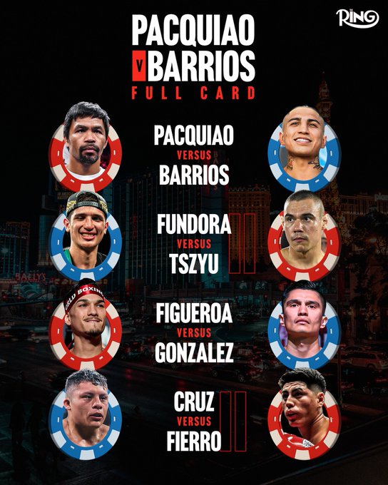 Manny Pacquiao vs Mario Barrios reported card for July 19th